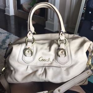 Ivory leather coach purse